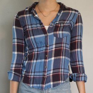 Blue and Maroon Fitted Flannel Button Down | 023